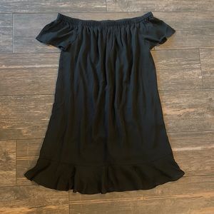 black off the shoulder ruffle dress